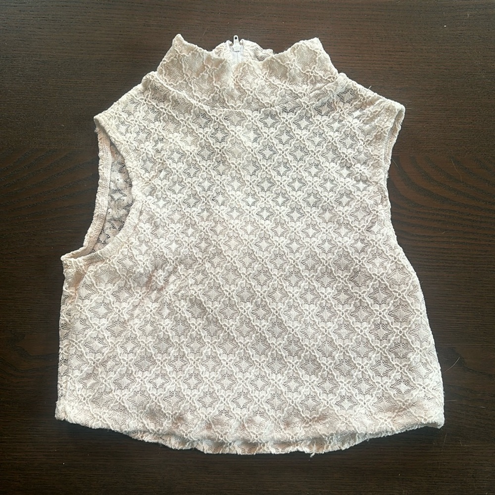 White mock neck crop top